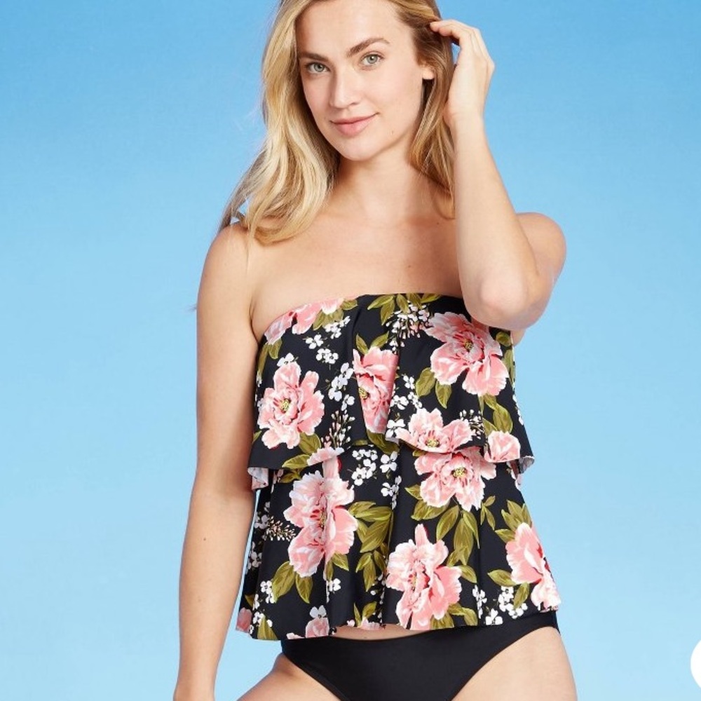 NWT Kona Sol Tiered Bandeau Tankini Top Small